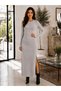 Women's Long Sleeve Long Dress with Slits, Stylish Fit - 4