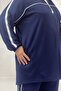67073 Plus Size Ribbed Modal Pants Set - Navy Blue - 2