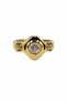 Yellow Color Stone-Studded Steel Ring - Special Design Women's Ring with Shiny Zircon Detail