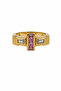 Yellow Color Rectangular Pink and Clear Stone Modern Design Ring