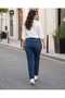 Women's Medium Size Straight Leg Lycra Blue Denim Jeans - 3