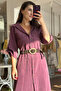Plum Belted Buttoned Midi Shirt Dress - 2