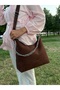 Women's Suede Shoulder and Crossbody Bag with Multiple Compartments, Stylish Daily Hand and Shoulder Bag - 4