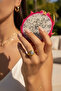 Yellow Tone Single Stone Patterned Adjustable Steel Ring - 2