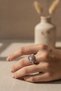 Stylish and Durable Gray Steel Ring with Heart Motif and Stone Detail - 4