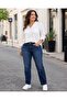 Women's Medium Size Straight Leg Lycra Blue Denim Jeans