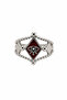 Red Enameled Twisted Design Ring with Steel Eye Detail