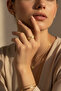 Adjustable Yellow Tone Steel Ring Patterned Wide Band - 3