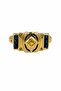 Yellow Tone Steel Ring with Blue and Yellow Stone Detail Modern Design