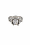Adjustable Three-Stone Rectangular and Triangular Cut Zircon Stone Grey Steel Ring