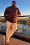 Men's Plus Size Trendy Zippered Dark Brown Sweatshirt - 6