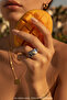 Stylish Design Gray Steel Ring with Yellow and Blue Stone Detail Modern Accessory - 2