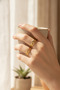Steel Moon Star Motif Adjustable Yellow Color Women's Ring - 4