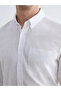 Lcwaikiki Classic White Regular Fit Linen Blend Men's Basic Shirt - 3