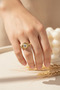 Modern Design Yellow and Gray Tone Steel Ring with Single Stone Detail Women's Accessory - 4