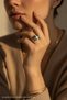 Stylish Steel Ring with Emerald Green and White Stones, Exclusive for Women - 3