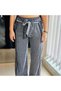 Women's Black Patterned Wide-Leg Trousers - 4