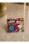 Women's Patterned Multi-Compartment Card Holder Wallet Multi-Compartment Mini Hand Portfolio Stylish Design Practical Use