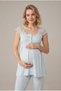 Women's Blue Lace Breastfeeding Detailed Maternity Pajama Set - 3