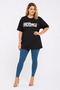Women's Plus Size, Black, Digital Print, Cotton Fabric Blouse 65N39623 - 3
