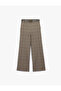 Straight Wide-Leg Plaid Fabric Trousers with Belted Pockets - 3