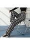 Women's Black Plaid Wide-Leg Trousers