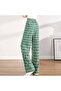 Women's Green Plaid Wide-Leg Trousers - 3