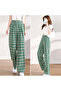 Women's Green Plaid Wide-Leg Trousers - 5