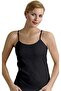 6-Piece Ribbed String Strap Thin Black Women's Undershirt 100% Cotton