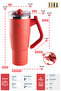 Fika Lumi Patented Leak-Proof Double Spout Steel Thermos with Rotating Handle 950 ml - Red - 3
