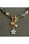 Kly-1067 Khaki Indian Agate Natural Stone Summer Necklace with Sea Charms |   Eos Collective - 5