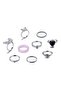 Women's Silver Steel Ring Set 9 Pieces - 7