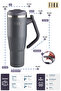 Fika Lumi Patented Leak-Proof Steel Thermos with Rotating Handle 1200 ml - Anthracite - 3