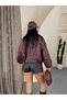 Women's Premium Burgundy Oversize Faux Leather Jacket with Belt Detail - 5