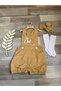 Mustard Overalls 1 Year Old Baby Boy Birthday Overalls Bow Tie Socks Set - 2
