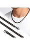 💎   Premium Shiny and Stylish Cornered Mesh Chain Men's Steel Necklace 3X3 mm 55 cm 3183Eck013 - Black Color