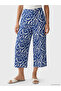 Lcw Everyday Navy Blue Patterned Women's Capri Pants with Elastic Waist - 2