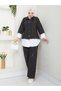 Women's Black Oversize Denim Jacket Shirt and Pants Set - 6