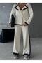 Women's Wide-Collar Knitwear Set, Stylish Combination - 3