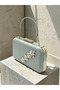 Silver Gray Lame Striped Satin Silver Detailed Crystal Stone Chain Strap Women's Evening Dress Bag Wedding Engagement Graduation - 2