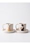 Handmade Embossed Rabbit Design with Gold Gilding Detail, Set of 2 Filter Coffee and Tea Cups (150 ml)