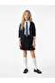 Cotton Blend V-Neck Navy Blue Girls' Cardigan 7Wkg30002Ak