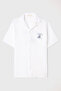 Men's White Printed Resort Collar Short Sleeve Shirt