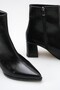 Women's Pointed Toe Heeled Boots Black Yanki - 4