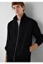 Zippered High Collar Tight Texture Regular Fit Men's Sweatshirt.