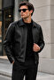 Men's Premium Black Leather Jacket – Classic Collar, Zipper Closure, Modern Fit, Stylish Design - 3