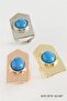 Spt-Gld Triangle Turquoise Stone Ring (04502) Silver Color - 2