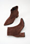 Women's Pointed Toe Heeled Boots Brown Suede - 5