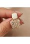 Women's Gold-Color Square Dangle Earrings with Cream Enamel and Zircon Stones - Geometric Evening Dress, Wedding, and Everyday Chic Jewelry - 2