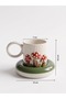Handmade Large Size 3D Mushroom Figured 4-Piece Coffee Cup Set for 2 People - 150 ml - 3